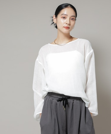 オーバーサイズメッシュブラウス