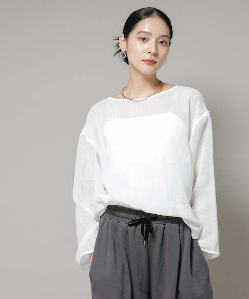 オーバーサイズメッシュブラウス