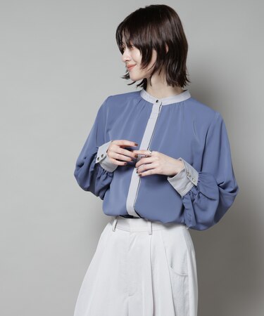 バイカラーデザインブラウス