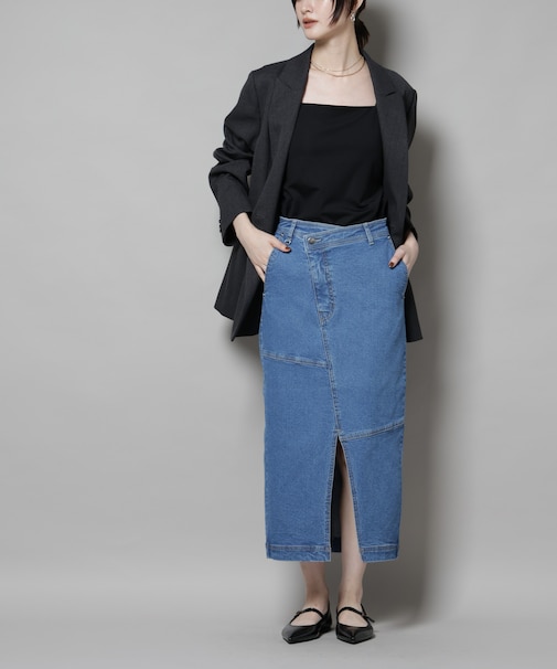 ラップペンシルデニムスカート