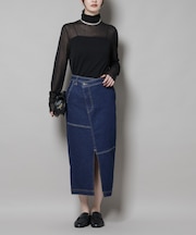 ラップペンシルデニムスカート