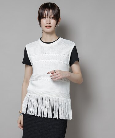 リリヤーンフリンジニットベスト