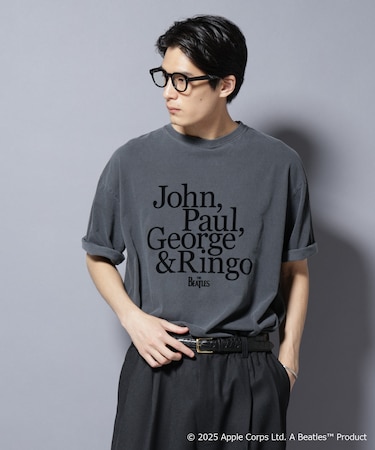 別注GOOD ROCK SPEED BEATLES フロッキープリントTシャツ
