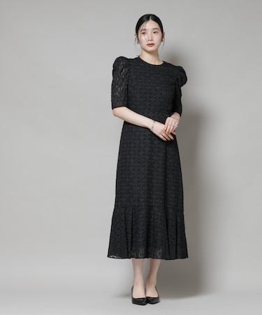 troisieme chaco／カットジャガードワンピース