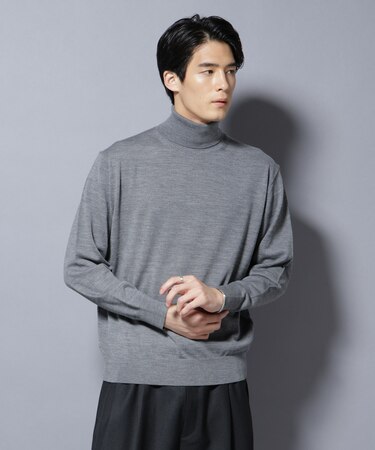 「毛玉レスニット」ファインゲージタートルネック