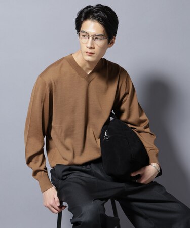 「毛玉レスニット」ファインゲージVネック