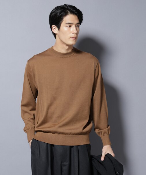 「毛玉レスニット」ファインゲージクルーネック