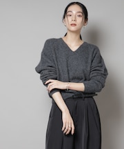 ウォッシャブルフォックスVネックニットプルオーバー