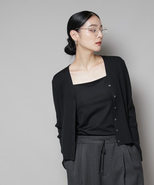 CICA&UVカット加工Vネックリブカーディガン