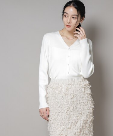 CICA&UVカット加工Vネックリブカーディガン