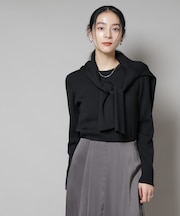 CICA&UVカット加工クルーネックリブニット