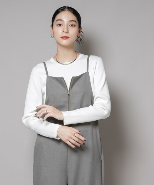 CICA&UVカット加工クルーネックリブニット