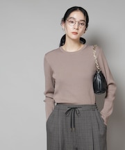 CICA&UVカット加工クルーネックリブニット