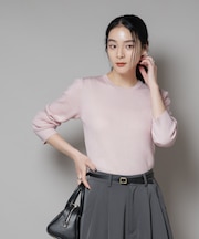 CICA&UVカット加工クルーネックリブニット