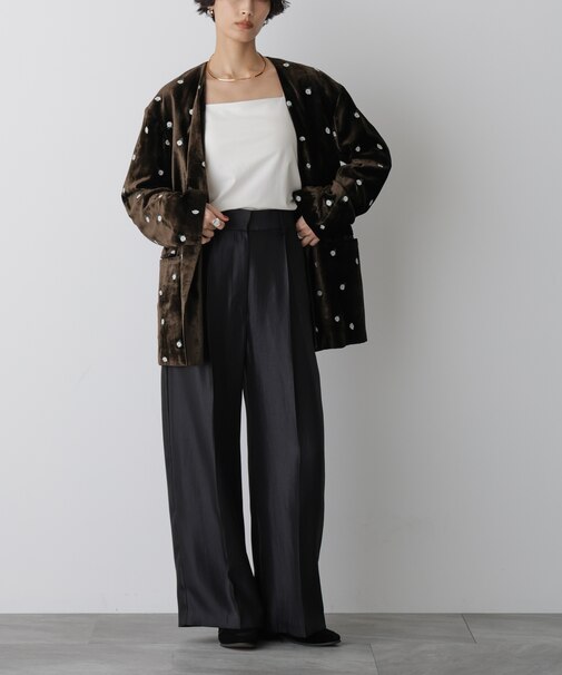 「STEVELOUR」サテンタックワイドパンツ(セットアップ可)