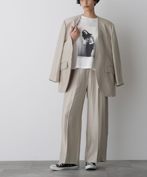 「STEVELOUR」サテンタックワイドパンツ(セットアップ可)