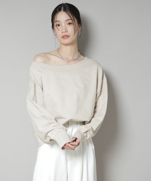 【新品タグ付き】ボートネックワイドスウェット 新品タグ付き】ボートネックワイドスウェット