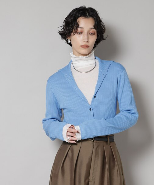 毛玉レスニット3wayリブタートルトップス