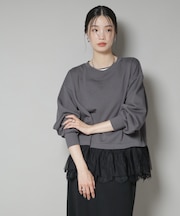 裾レースコンビペプラムカットトップス