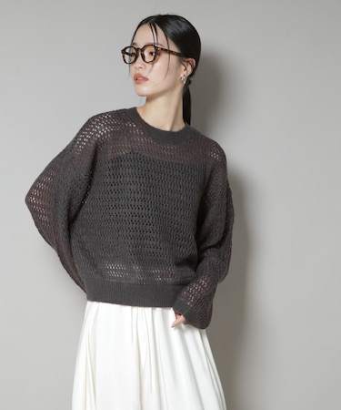 モヘヤライクメッシュニットトップス
