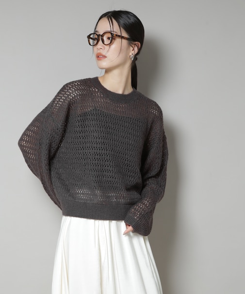 モヘヤライクメッシュニットトップス