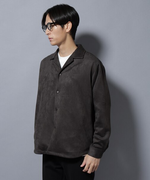 フェイクスエードシャツ 長袖
