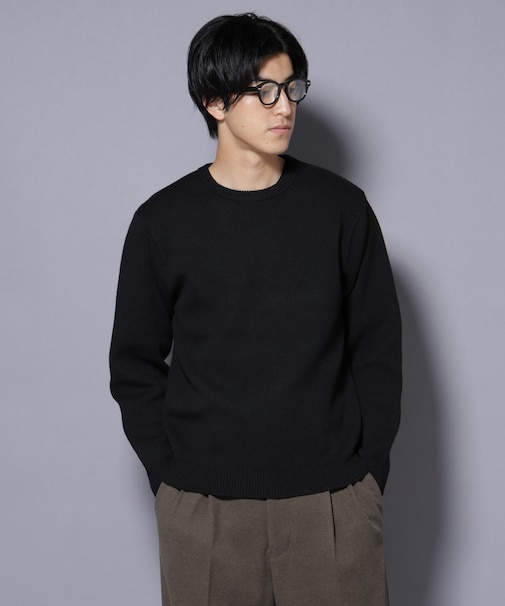 PBTストレッチクルーネックニット