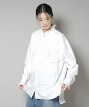 Sara mallika／COTTON PINTUCK LACE BLOUSE