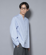 「大人のワイドシャツ」バンドカラー 長袖