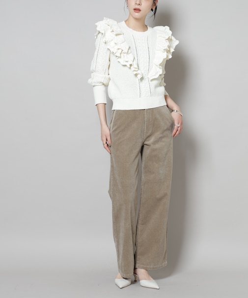 コーデュロイワイドパンツ