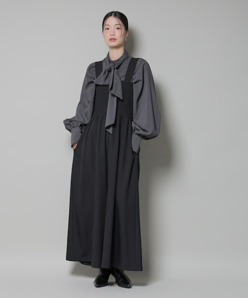 BEIGE, ベイジ SENTIER バックサテン　カシュクールワンピース BEIGE, ベイジ SENTIER / バックサテンカシュクールワンピース 【公式