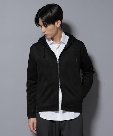フェイクスエードZIPフーディー 長袖