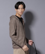 フェイクスエードZIPフーディー 長袖