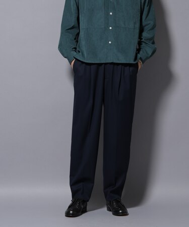 微起毛ワイド2タックテーパードパンツ