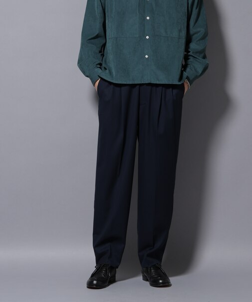 微起毛ワイド2タックテーパードパンツ