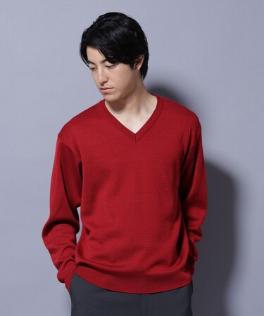 タスマニアウールミックス ミラノリブリラックスVネックニット