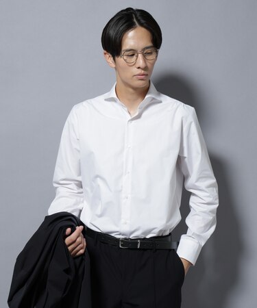 「N shirt」Anti Soaked(R)汗染み防止ホリゾンタルカラーシャツ長袖