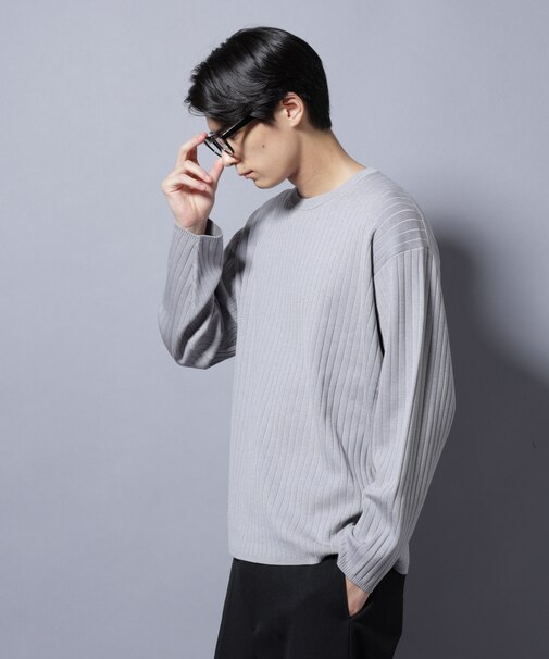 CICA&UVカット リブニットクルーネック