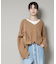 Vネックワイドシルエット圧縮ニット