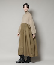 異素材コンビドッキングタートルワンピース