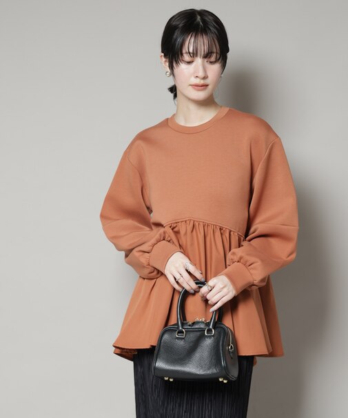 布帛コンビペプラムカットトップス