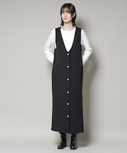 ジレワンピース×ファースリーブトップス アンサンブルセット