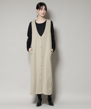 ジレワンピース×ファースリーブトップス アンサンブルセット