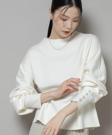 ミラノリブパールニットプルオーバー