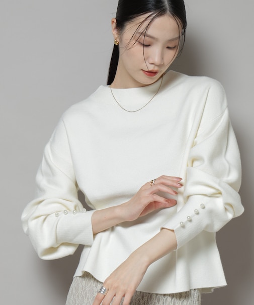 ミラノリブパールニットプルオーバー