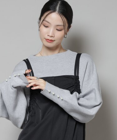 ミラノリブパールニットプルオーバー