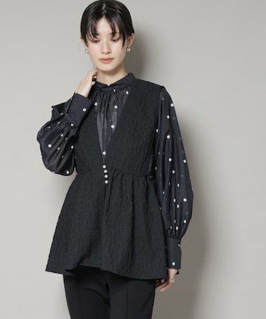 troisiemechaco／PUFFY JACQUARD　ジレ