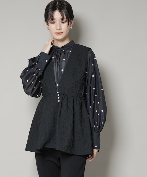 troisiemechaco／PUFFY JACQUARD　ジレ