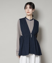 troisiemechaco／PUFFY JACQUARD　ジレ