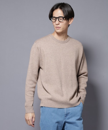 シルク混クルーネックニット
